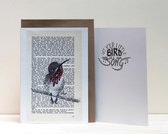 B-creativ - wenskaart kolibrie - geboorte / newborn - vogel illustratie - dubbelgevouwen - incl envelop - A6 formaat