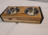Voerbak hond - Houten voerbak - Dieren voerbak - Drinkbak- Drinkbak hond - Voerbak kat - Voer hond - Voerbak poes –34*17*7 - Industrieel