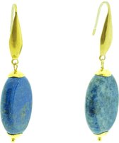 KIYAYO Edelstalen lapis lazuli ovale oorbellen - goud