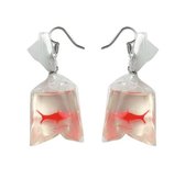 Vissen oorbellen - vis in zakje oorbellen - oorbellen vis - goudvis - oorbellen hanger - vissen oorbellen in zakje - grappige oorbellen - vissen