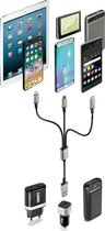 LAMPA Multicharging Kabel - 1 Kabel Voor 3 Connectors - 100Cm Lang! Compatible With Micro USB Type C Apple 8 Pin