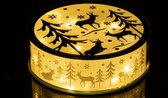 J-Line Decoratie Tafel Rond Winter Led Glas Zilver