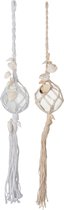 J-Line Bal Deco Hanger+Kwast Glas Wit/Beige Assortiment Van 2