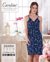 Dames nachthemd , Bloemenpatroon , Blauw , Maat : M
