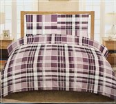 Luxe Flanel dekbedovertrek Lits-Jumeaux 240 x 220 cm Check Purple