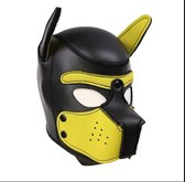 Neoprene - Honden masker puppy play geel neopreen