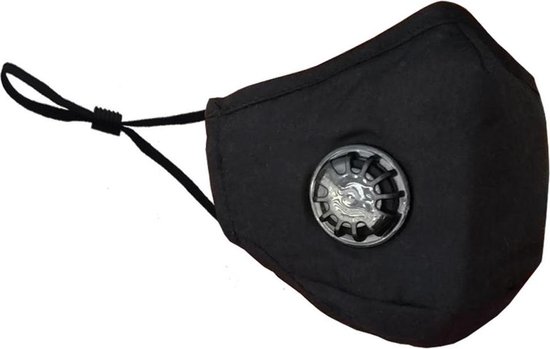 Zwart mondkapje verstelbaar (1-pack) wasbaar - elastische face mask - Merkloos