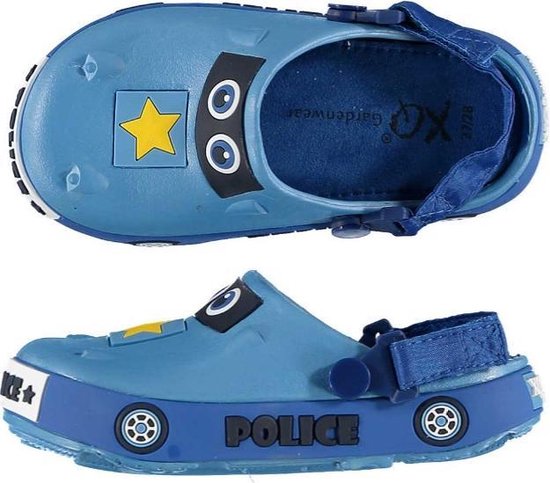 Xq Gardenwear Tuinklompen Politie Junior Rubber Blauw Mt 19-21