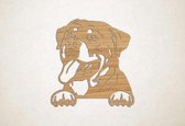 Wanddecoratie - Hond - Rottweiler 12 - S - 48x45cm - Eiken - muurdecoratie - Line Art