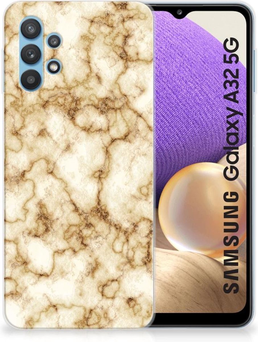Samsung Galaxy A32 5G TPU Siliconen Hoesje Marmer Goud