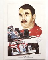 Lithografie - Eric Jan Kremer - Nigel Mansell Champion 1992 & 1993