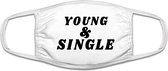 Young & single mondkapje | Jong & vrijgezel | vrijgezel | vrijgezellendag | relatie | grappig | gezichtsmasker | bescherming | bedrukt | logo | Wit mondmasker van katoen, uitwasbaa