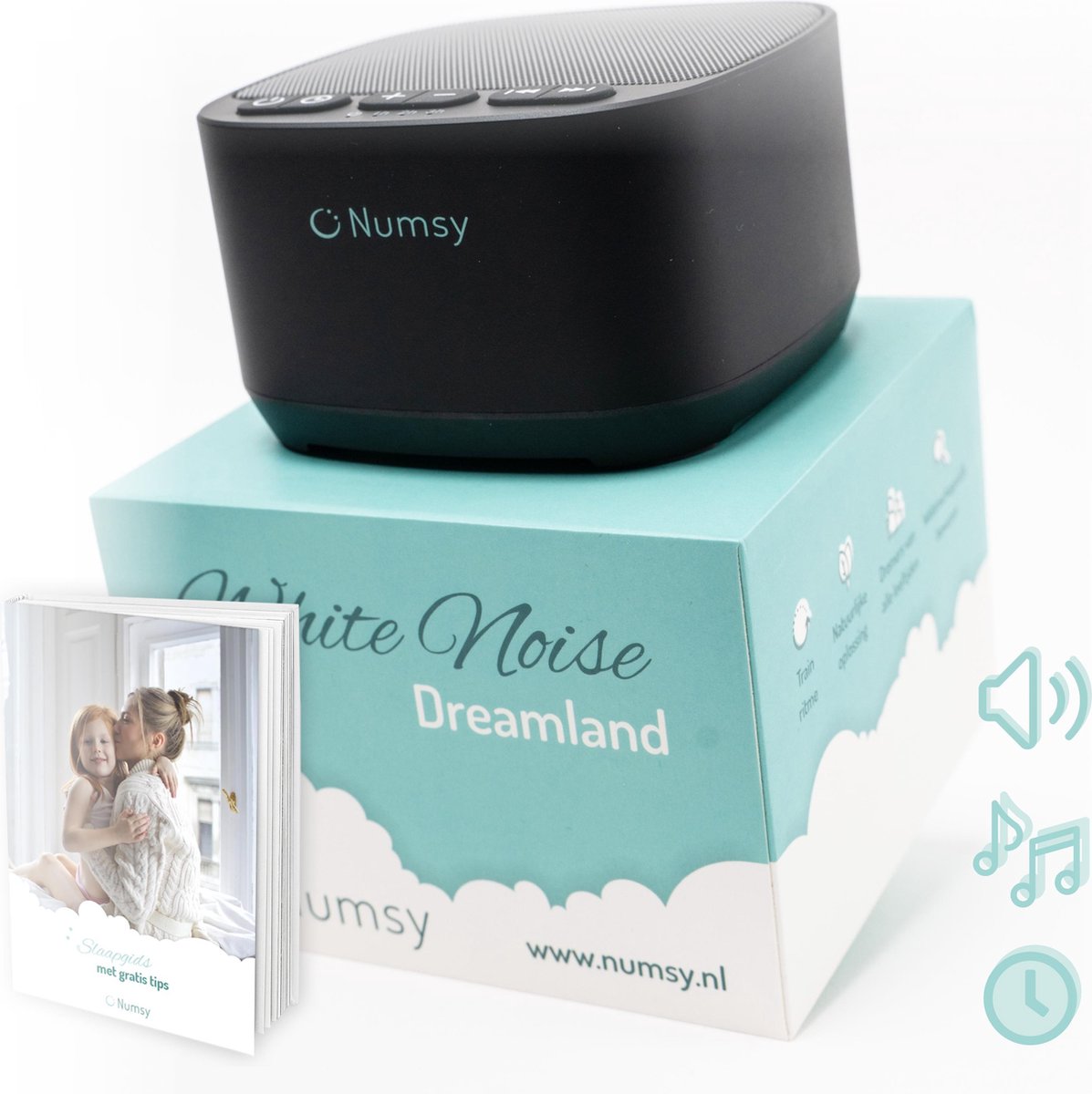Numsy Dreamland White Noise Machine Baby - Witte Ruis Machine - Slaaptrainer - Baby Muziekdoosje -