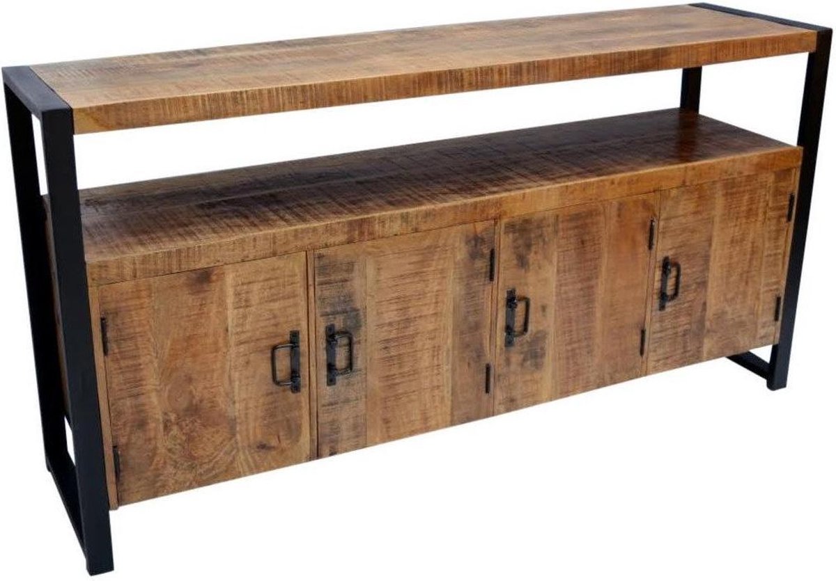 Mangohouten Dressoir Britt 180 cm Mahom Industrieel - Dressoir van Mangohout & Metaal - Industriële Dressoir