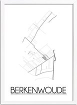 Berkenwoude Plattegrond poster A3 + Fotolijst wit (29,7x42cm) - DesignClaudShop