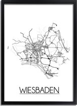 Wiesbaden Duitsland Plattegrond poster A4 + fotolijst zwart (21x29,7cm) - DesignClaudShop