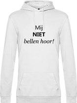 Hoodie met opdruk “Mij niet bellen hoor” Witte hoodie met zwarte opdruk. - Herojodeals