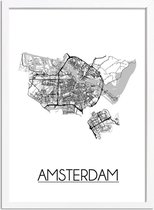 Amsterdam Plattegrond poster A4 + fotolijst wit (21x29,7cm) - DesignClaudShop