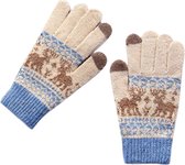 Dames handschoenen met touchscreen bedienings tip - Scandinavisch design - beige/blauw