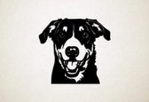 Wanddecoratie - Hond - Zwitserse sennenhond 3 - M - 60x64cm - Zwart - muurdecoratie - Line Art