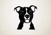 Wanddecoratie - Hond - Engelse Stafford 6 - L - 79x75cm - Zwart - muurdecoratie - Line Art
