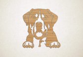 Wanddecoratie - Hond - Zwitserse sennenhond 5 - XS - 26x25cm - Eiken - muurdecoratie - Line Art