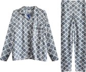 Heren pyjama Grandman geruit grijs/blauw M