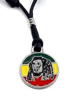 halsketting - waxkoord met Bob Marley hanger - verstelbaar - 40 cm