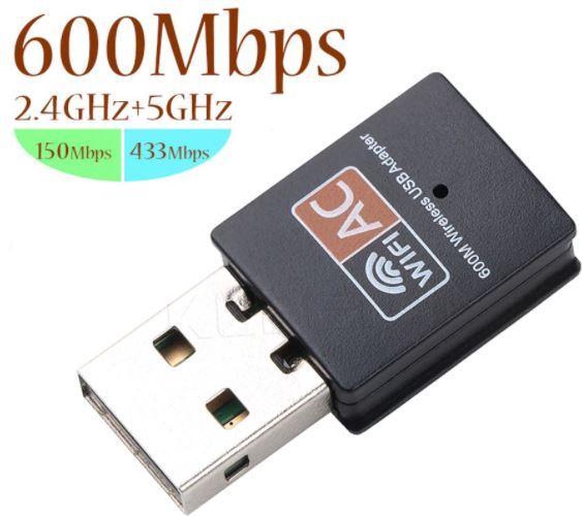 USB WiFi Adapter 600Mbps 2.4GHz 5GHz WiFi Antenne Dual Band 802.11bng ac  Mini... | bol.com