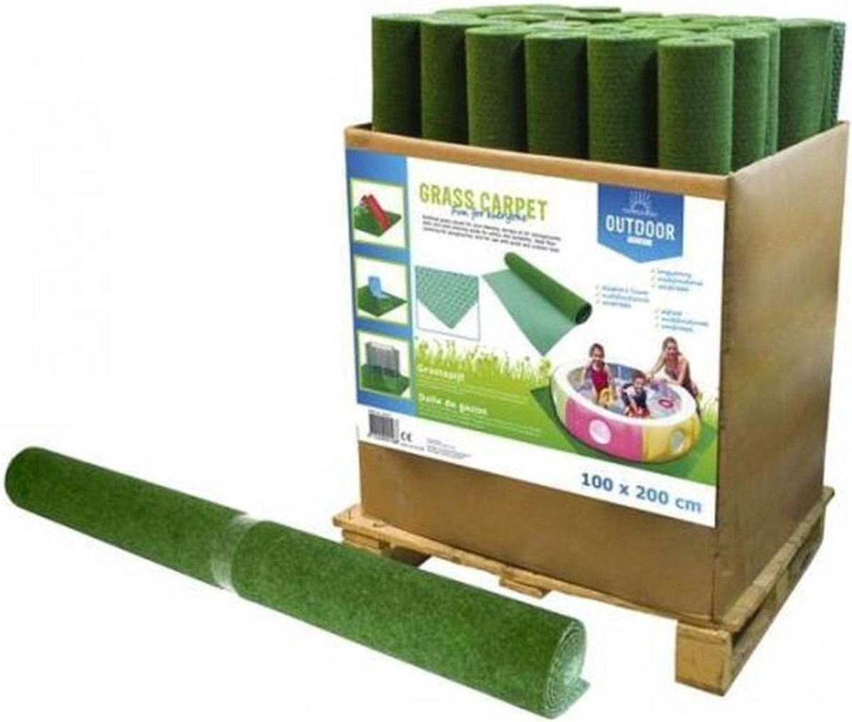 Grastapijt met noppen- 133 x 200 cm- Groen