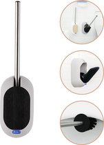 WC Borstel met Houder - Toiletborstel - Hangend & Zelfklevend - Slimme lekbak - Optimale Hygiëne - Zwart / Grijs - Toilet Reiniger
