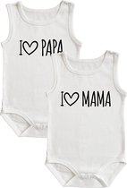 RompertjesBaby - I love papa & i love mama - maat: 86/92 - kapmouw - baby - papa - romper papa - mama - romper mama - rompertjes baby - rompertjes baby met tekst - rompers - romper