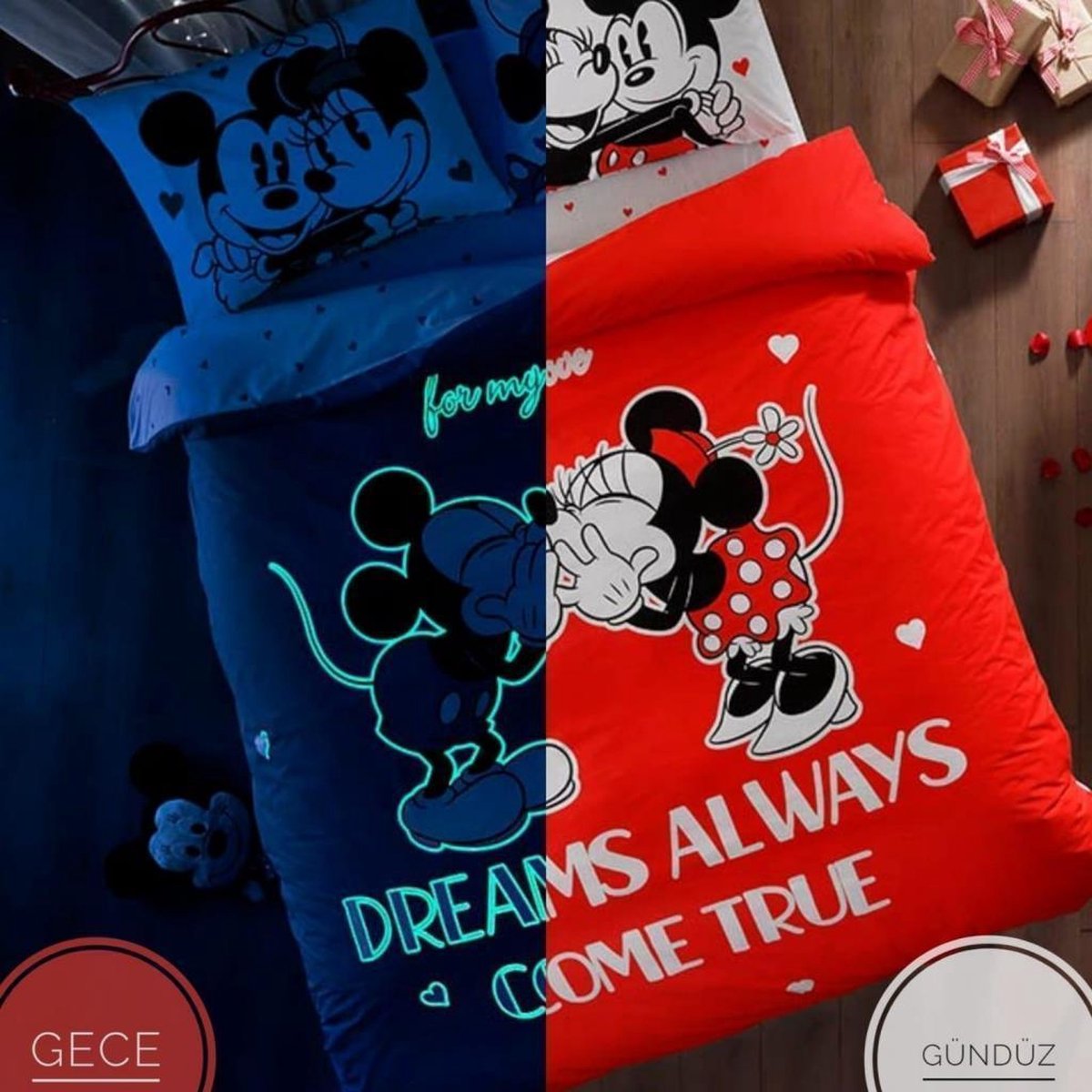 Tac Disney Mickey & Minnie mouse dekbedovertrek set 2 persoons Glow and  Dark | bol.com