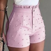short - zomer - dames - roze - parels en franjes - maat 3XL