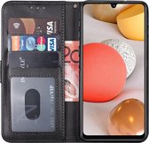 Samsung A12 hoesje bookcase zwart - Samsung galaxy a12 hoesje bookcase zwart wallet case portemonnee book case hoes cover hoesjes