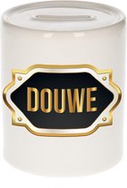 Douwe naam cadeau spaarpot met gouden embleem - kado verjaardag/ vaderdag/ pensioen/ geslaagd/ bedankt