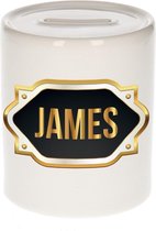 James naam cadeau spaarpot met gouden embleem - kado verjaardag/ vaderdag/ pensioen/ geslaagd/ bedankt