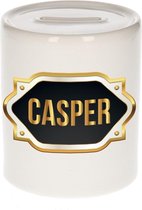 Casper naam cadeau spaarpot met gouden embleem - kado verjaardag/ vaderdag/ pensioen/ geslaagd/ bedankt