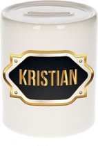 Kristian naam cadeau spaarpot met gouden embleem - kado verjaardag/ vaderdag/ pensioen/ geslaagd/ bedankt