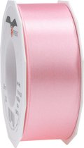 1x Luxe, brede Hobby/decoratie roze satijnen sierlinten 4 cm/40 mm x 25 meter- Luxe kwaliteit - Cadeaulint satijnlint/ribbon
