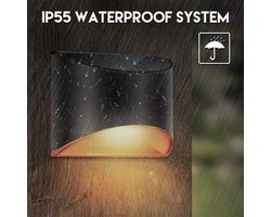 Cahaya Solar wandlamp RVS - 2026 model - Zwart - roestvrijstalen buitenverlichting - Tuinverlichting op zonne-energie - LED - Solar Lamp - wandlamp roestvrijstaal |