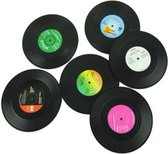 Vinyl onderzetters lp - voor glazen 6 stuks - tafelbeschermer