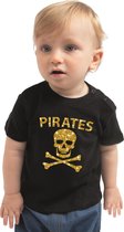 Piraten t-shirt / verkleed shirt goud glitter zwart voor peuter - unisex - jongens / meisjes - piraten kostuum / verkleedkleding 92