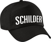 Schilder verkleed pet zwart voor dames en heren - schilder baseball cap - carnaval verkleedaccessoire / beroepen caps