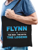 Naam cadeau Flynn - The man, The myth the legend katoenen tas - Boodschappentas verjaardag/ vader/ collega/ geslaagd