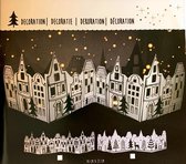 Raam decoratie - Wit / Zwart - Papier - 78 x 21 cm - Kerst - Kerstmis - Kerstversiering - Assorti