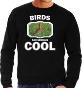 Dieren vogels sweater zwart heren - birds are serious cool trui - cadeau sweater grutto vogel/ vogels liefhebber S