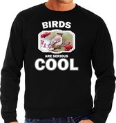 Dieren vogels sweater zwart heren - birds are serious cool trui - cadeau sweater pestvogel/ vogels liefhebber M