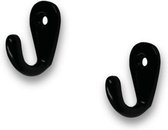 1x Luxe kapstokhaken / jashaken zwart - hoogwaardig metaal - 3.5 x 2.7 cm - zwarte kapstokhaakjes / garderobe haakjes