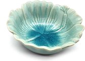Kommetjes - Schaaltjes voor snacks - Kommetjes bloemmotief - Bloemig Turquoise - Handgemaakt en geschilderd -15 cm (2 stuks)